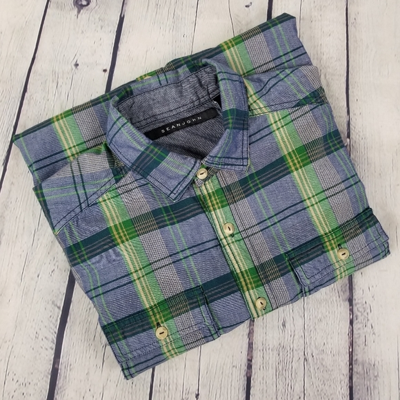 SEAN JEAN | plaid short sleeve button down shirt - Picture 1 of 7
